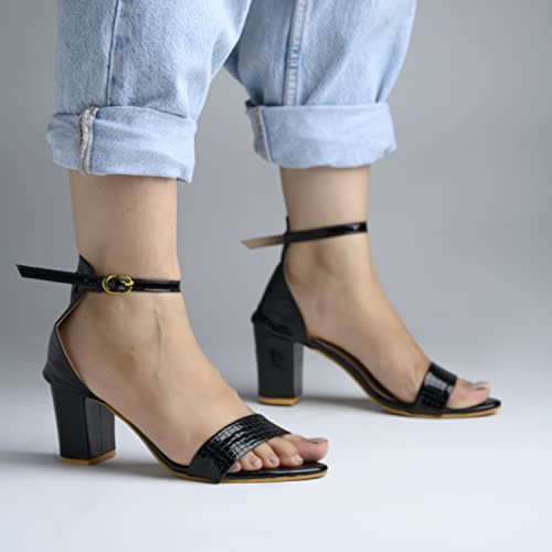 Image of Shoetopia Womens /Girls Woven Design Block Heels Sandals