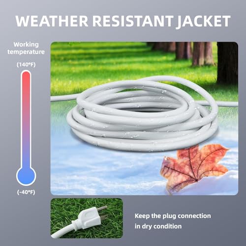 Image of EP 15FT Outdoor Extension Cord, 16 /3 SJTW Heavy Duty White 2PK, ETL Listed