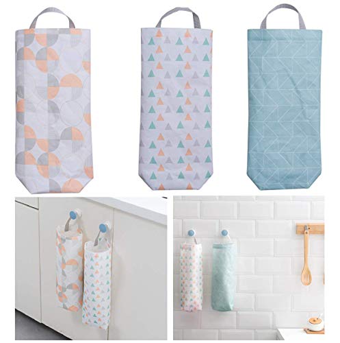 Plastic Bag Holder (3 pack) Waterproof Wall Mount Grocery Dispenser Garbage Bag Organizer