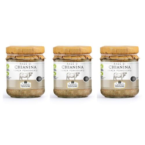 DISPENSA CUCINA TOSCANA - Ragù di Chianina Bianco senza Pomodoro - 3 vasetti da 180g -