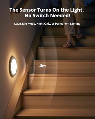 Combuh Bezprzewodowa Lamp Sufitowa LED z Czujnikiem Ruchu, Z Pilotem, Ładowalna Na Akumulator, Bez Prądu Ø20 cm do Łazienki, Garażu, Holu, Pivnicy (2 szt (Okrągła))