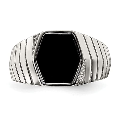 Ice Carats 925 Sterling Silver Mens Cubic Zirconia Cz Onyx Ring Gemstone Man Fine Jewelry For Dad Mens Gifts For Him #TOP4
