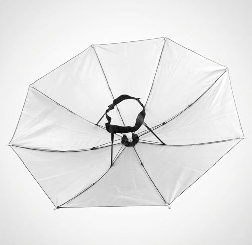 Kafa Şemsiyesi; Beyaz, Hac Umre için Güneş Koruma, UV Korumalı, Ayarlanabilir Kafa Bandı, Hafif Polyester, 53x32 cm, 2 Adet