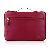 FYY 12-13.5' [Premium Leather] Laptop Sleeve Case Cover Bag for MacBook Pro/ MacBook Air/ iPad Pro 12.9 2018 2017 2016, Laptop Bag for 12'-13.5' Surface Lenovo Dell HP ASUS Acer Chromebook Wine Red
