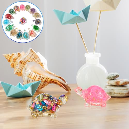 Figuritas miniatura de tortugas en cristal y resina 16 pcs miniatura 5