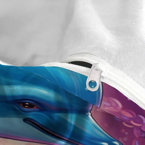 Parure de couette dauphins colorés couvre-lit microfibre luxe Super King