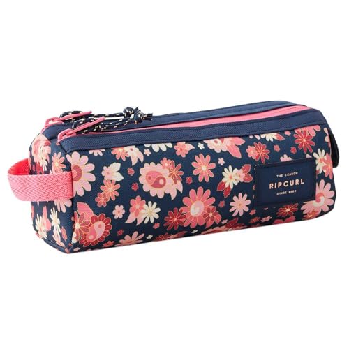Rip Curl Trousse Scolaire Fille 2 Compartiments imprimé Marine/Rose - Polyester recyclé - Toutes Classes dès Le CP