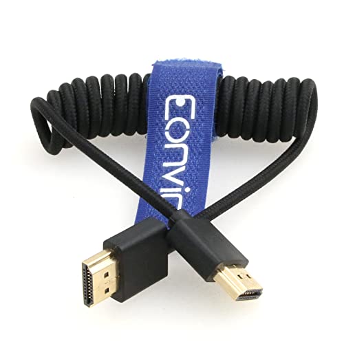 Eonvic 2.1 HDMI 8K Extender - High Speed Coiled Cable for Atomos Ninja V Sony a7siii, Portkeys BM5 Monitor (Black Braided Coiled HDMI) - Image 3