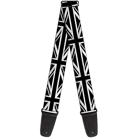 Buckle-Down GS-W32124 Guitar Strap Union Jack Distressed Black White 2 Inches Wide, 34-60" Cover