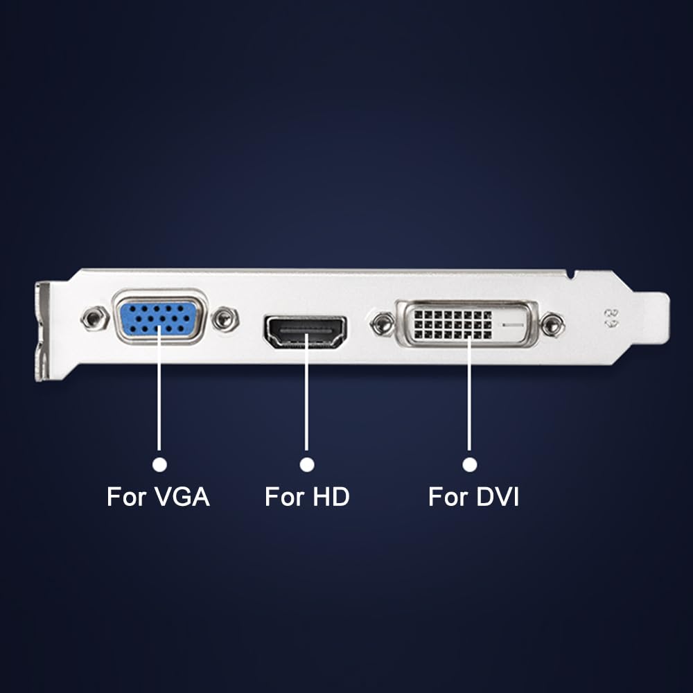 docooler GT610 Scheda Grafica 2GB/DDR3/64bit Scheda Video di Memoria Scheda Grafica per Computer con Porte HD+VGA per l'intrattenimento in Ufficio
