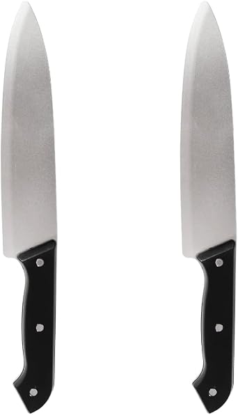 2 PCS Prop Knife - Halloween Realistic Kills Butcher Prank Props, Costume Fake Knife Accessories for Halloween Horror Party Role PlayingGray