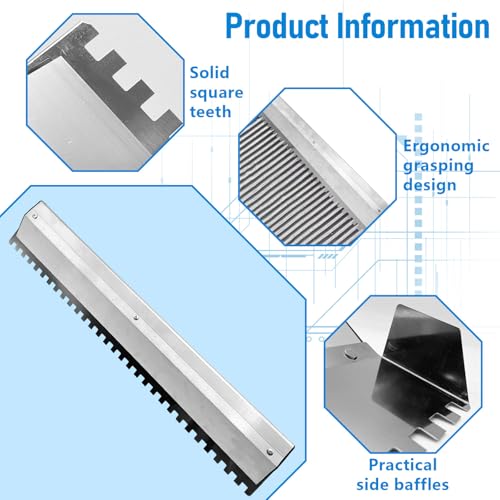 Hubaow 2 Pack 24 Inch Large Tile Trowel, Tile Tools, 2/5"x2/5" Square Notch by Hubaow - Used condition - Image 5