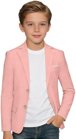 Blazer for Boys Formal School Uniform for Kids Boys Sport Coats Jacket Summer Beach Wedding Outfit Pink Size 10
