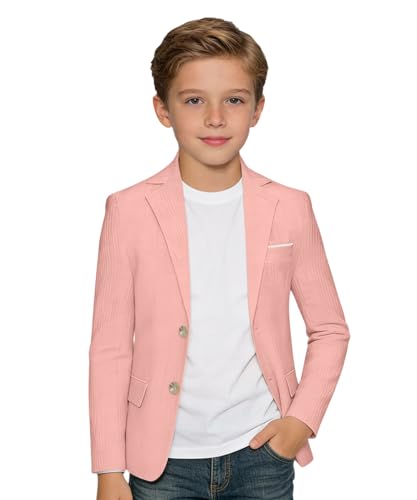 Boys' Suits Sport Coats Blazer Fashion School Uniform for Boys Summer Casual Beach Pink Jacket Size 14