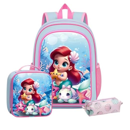 Mochila Infantil Escolar Costa Menina Kit Bolsa Reforçada Lancheira e Estojo Grande