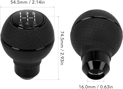 Image of AutoBizarre 5 Speed Aluminum Base Metal Ring Leather Covered Gear Knob Gear Shifter Handle Knob for All Manual Transmission Cars (Black)