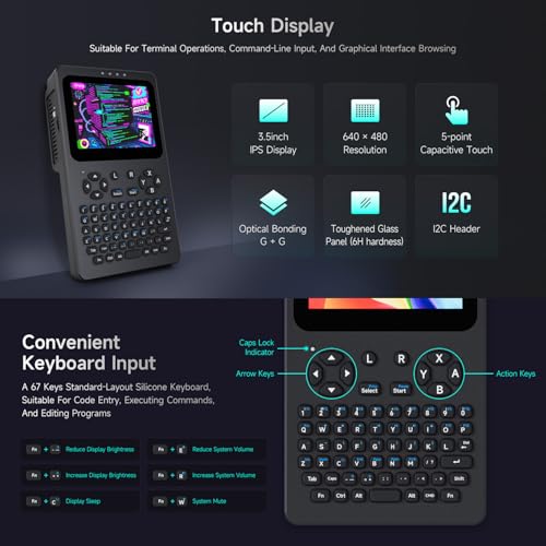 Waveshare Portable Handheld Linux Terminal with 3.5inch Touch Display, 640 × 480, Optical Bonding, Compatible with Pi 4B/5 Portable Development and Debugging Devices, PocketTerm35 Host with Acce - Image 6