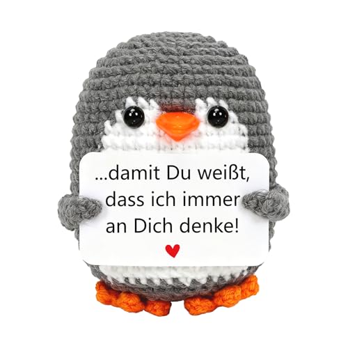HUKUMA Ich Liebe Dich Geschenke Positive Pinguin, Pocket Hug Pinguin Valentinstagsgeschenk, Partner und Pärchen Geschenke zu Valentinstag Hochzeitstag Jahrestag Geburtstag Weihnachten für Sie Ihn