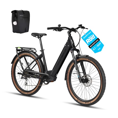 DERUIZ Quartz SUV E-Bike 27,5 Zoll Tiefeinsteiger, 250W Heckmotor 55 Nm, 48V 644Wh Akku bis 161 km, Shimano 8-Gang, Hydraulische Scheibenbremsen, StVZO, Damen und Herren, RH 46 cm