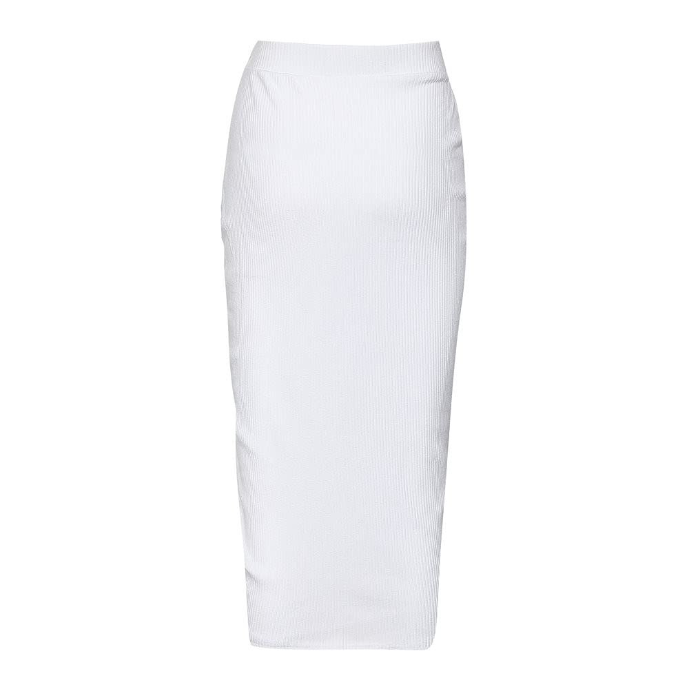 Générique Jupe Crayon Femme Taille Haute,Jupe Mi Longue Femme en Coton en Tricot Skirt Droite Midi Chic Et Elegant Longueur Genou Extensible DéContractéE Couleur Unie Skirt pour Le Bureau