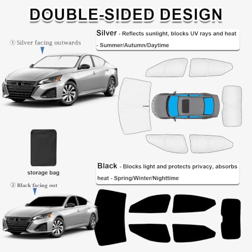 Image of KMF Windshield Sun Shade Replacement for Nissan Altima 2019-2023, Side Window Sun Shade Cover Sun Visor Shield Cover,Rear Window Sunshades for Camping /Baby UV Block and Privacy Protect