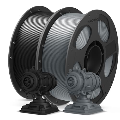 Image of ANYCUBIC PLA Plus (PLA+), 3D Printer Filament 1.75mm Bundle, Dimensional Accuracy + /- 0.02mm, High Toughness, Print with Most FDM 3D Printers, 1KG Reusable Spool, 2kg, Texture Grey + Black