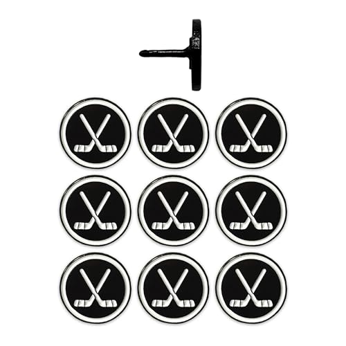 Image of Hockey Puck Push Push Pins, for Cork Board, Maps, or Lapel Pin Use, Designed in The USA, Hockey Pins, Set of 10