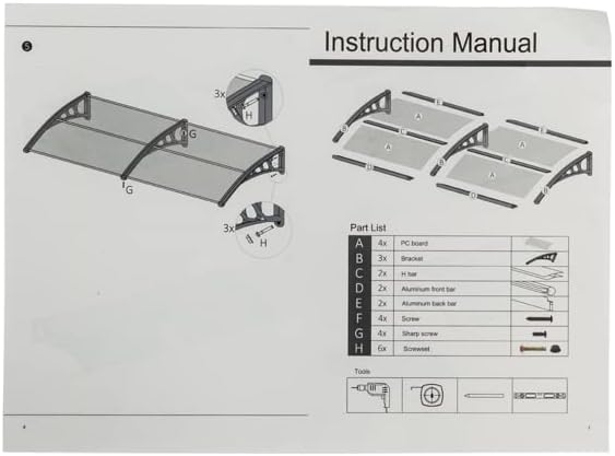 Miniatura 6 de Toldo para puerta y ventana de aplicación doméstica de 200 x 96 pulgadas, soporte plateado y gris
