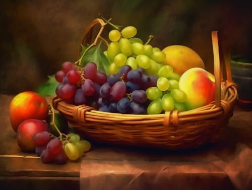 Catálogo de Kits de cestería los 5 más buscados. 49 Kits de pintura de arte de diamante para adultos, frutas, alimentos frescos coloridos en cesta de bambú, fondo de madera, clásico (1) kits de arte de diamante 5D para...
