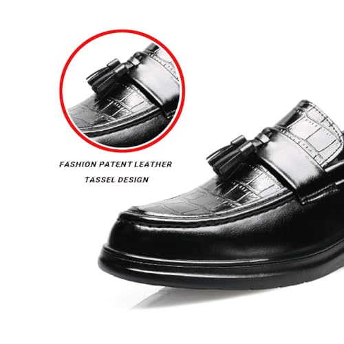 Men's Patent Leather Tassel Dress Loafers Fashion Comfort Round Toe Low-Top Slip-On Soft Bottom Breathable Formal Smoking Shoes Non-Slip Business Wedding Party Shoes3