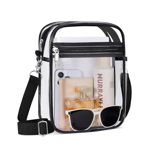 Image of Fibrdoo Clear Crossbody Purse Bag, Clear Bag Stadium Approved with Front Pocket for Concerts Sports Festivals