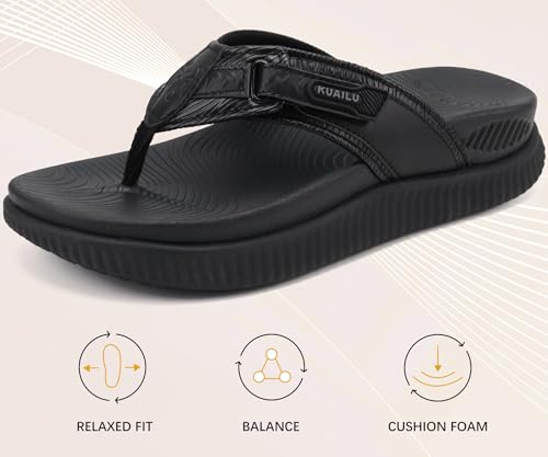 Image of KuaiLu Womens Orthotic Cushion Flip Flops Sport Recovery Walking Sandals for Women with Comfortable Arch Support - Adjustable Flatform Slip On Indoor Outdoor For Summer Casual