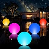 SEMANJLL 4PCS Solar Powered Floating Pool Lights,14" Inflatable LED Glow Globe 16 Color Changing Pool Ball Light