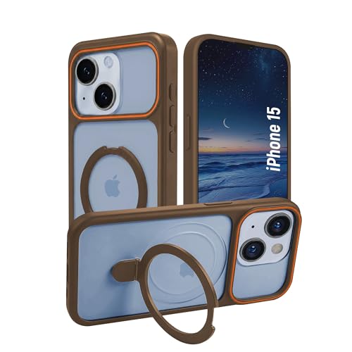 Image of AIBEX Protective OStand Case Compatible for Apple iPhone 15 MagSafe Compatible | Slim Shockproof Back Cover with Camera Lens Protection, Strong Magnetic Support & Anti-Slip Grip | Military Grade