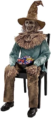 Spirit Halloween 4 Ft 6 In Scary Sitting Scarecrow Animatronic, M...