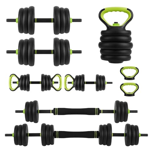 Multi-Functional Dumbbell Set, Sand Filled PE Dumbbells with Kettlebell Combo, 44Lbs Sets, 4-in1, Multiple Sizes for Bench Press Squats and Push-Up Handles