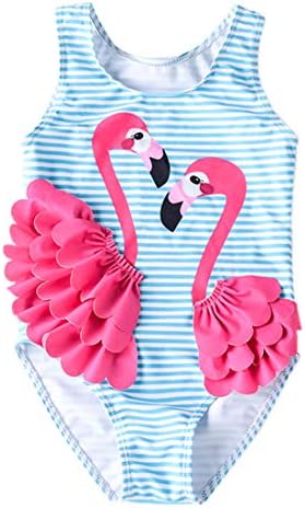 Baby Girl One Piece Swimsuit Swimwear Toddler Kid Flamingo Bikini Bathing Suit Sunsuit Rash Guard L