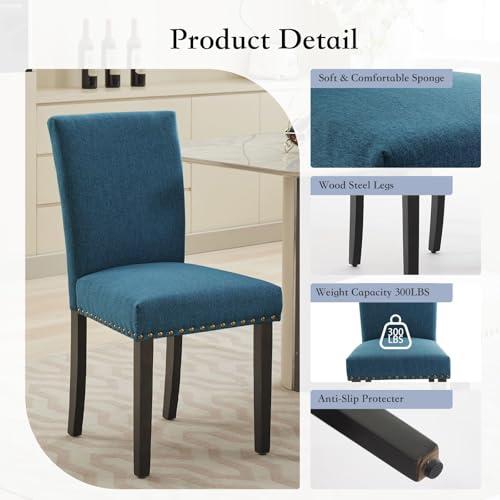 Dining Chairs Set of 2, Fabric Upholstered Parson Dining Chairs with Padded, Modern Kitchen Chairs, Accent Chairs for Living Room,Bedroom by EliteEdge - Image 2