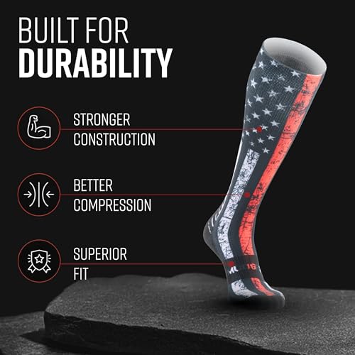 Image of MudGear Graduated Compression Socks, Durable, Sweat-Resistant OCR Performance Socks with Cushioned Footbed, Made in USA
