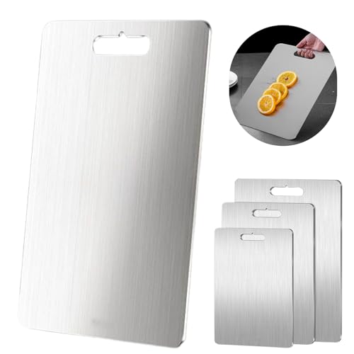 Titanium Titanium Cutting Board, Titanium Board Cutting Edge Hygiene,304 Stainless Steel Double-Sided Food Grade Cutting Board, for Home Kitchen Cooking Outdoor (60x49cm)