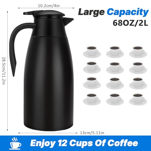 68OZ Coffee Carafes for Keeping Hot, Stainless Steel Thermal Carafe, Black by Vermida - Used condition - Image 3
