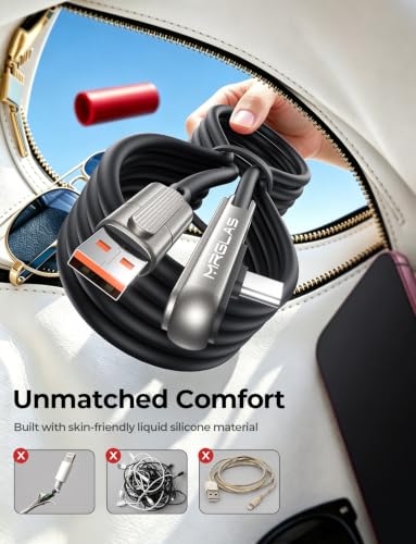 4' Mrglas 240W USB-C Charging Cable w/ Built-In Phone Stand & 90° Connector - image 8