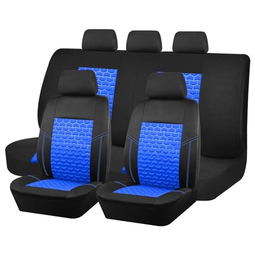 Housses de siège auto tissu respirant bleu noir avec fermeture éclair dossier arrière