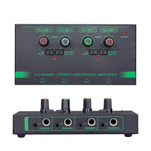 Mezclador de audio estéreo con amplificador de auriculares de 4 canales y ultra bajo ruido