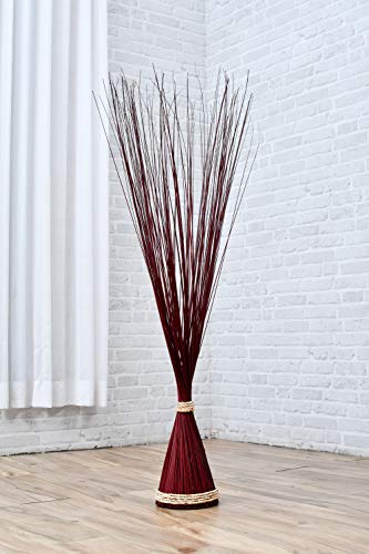 Image of Leewadee Freestanding Decorative Grass Stems - Naturally Dried and Colored Branches, Dry Grass Bundle for Home and Bar Decoration, 47 inches, Bordeaux