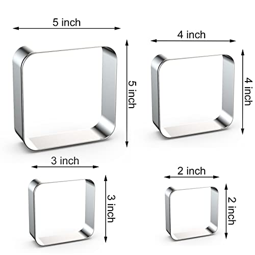 Rounded Square Cookie Cutter Set Large - 5 Inch, 4 Inch, 3 Inch, 2 Inch - Geometric Cookie Cutters Shapes Molds - Stainless Steel #TOP1