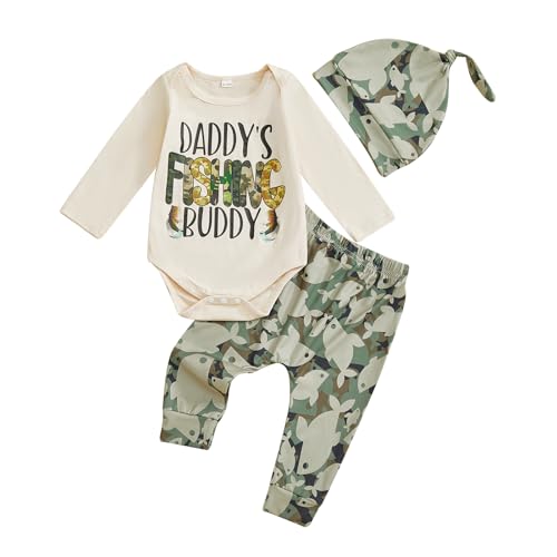 Image of Amnnchya Newborn Baby Boy Clothes Fishing Short Sleeve Romper Shirt Tops Pants Summer Spring Outfits Cute Hat Set