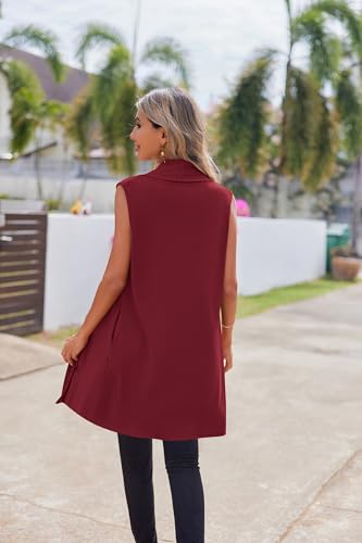 Image of Beyove Womens Long Vests Sleeveless Draped Lightweight Open Front Cardigan Layering Vest with Side Pockets