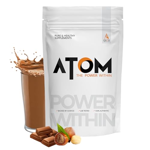 Image of AS-IT-IS ATOM Whey Protein Isolate 1kg | 29g protein, 6.1g BCAA & 12.9g EAA | Ultra Pure-Fast Acting Protein | Choco Hazel Fusion Flavor