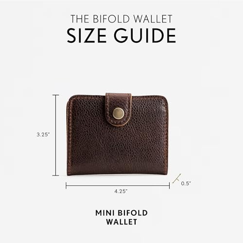 Image of Portland Leather Goods Women's Mini Bifold Wallet - Slim, Palm-Sized Design with Secure Snap Closure, 2 Card Slots, 2 Cash Slots & Zippered Coin Pocket - Coldbrew